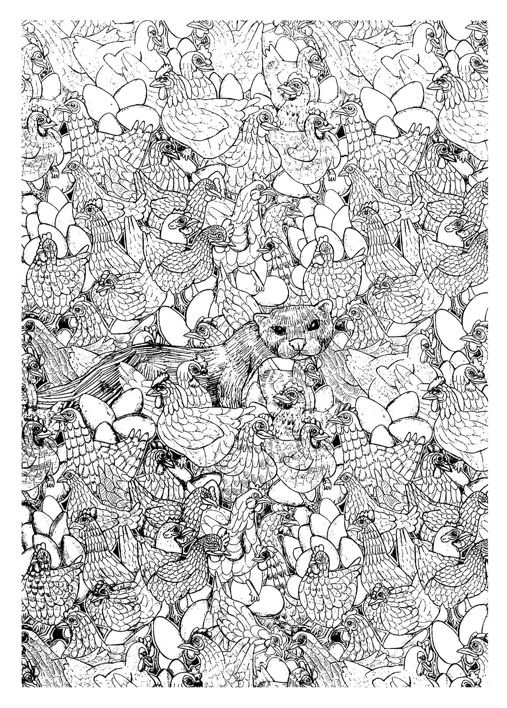 Hen ferret complex (Printable Bird Coloring Page for adults)