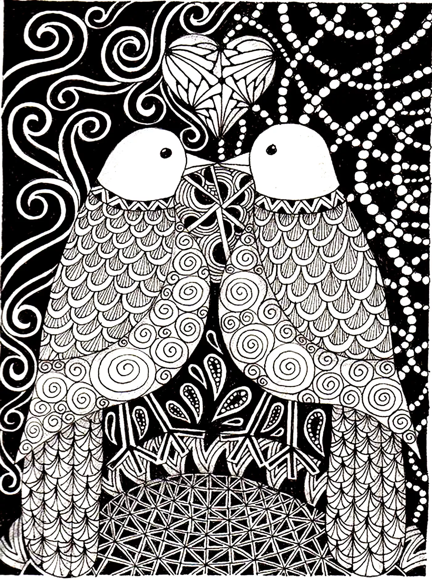 Love birds (Printable Coloring Page for adults)