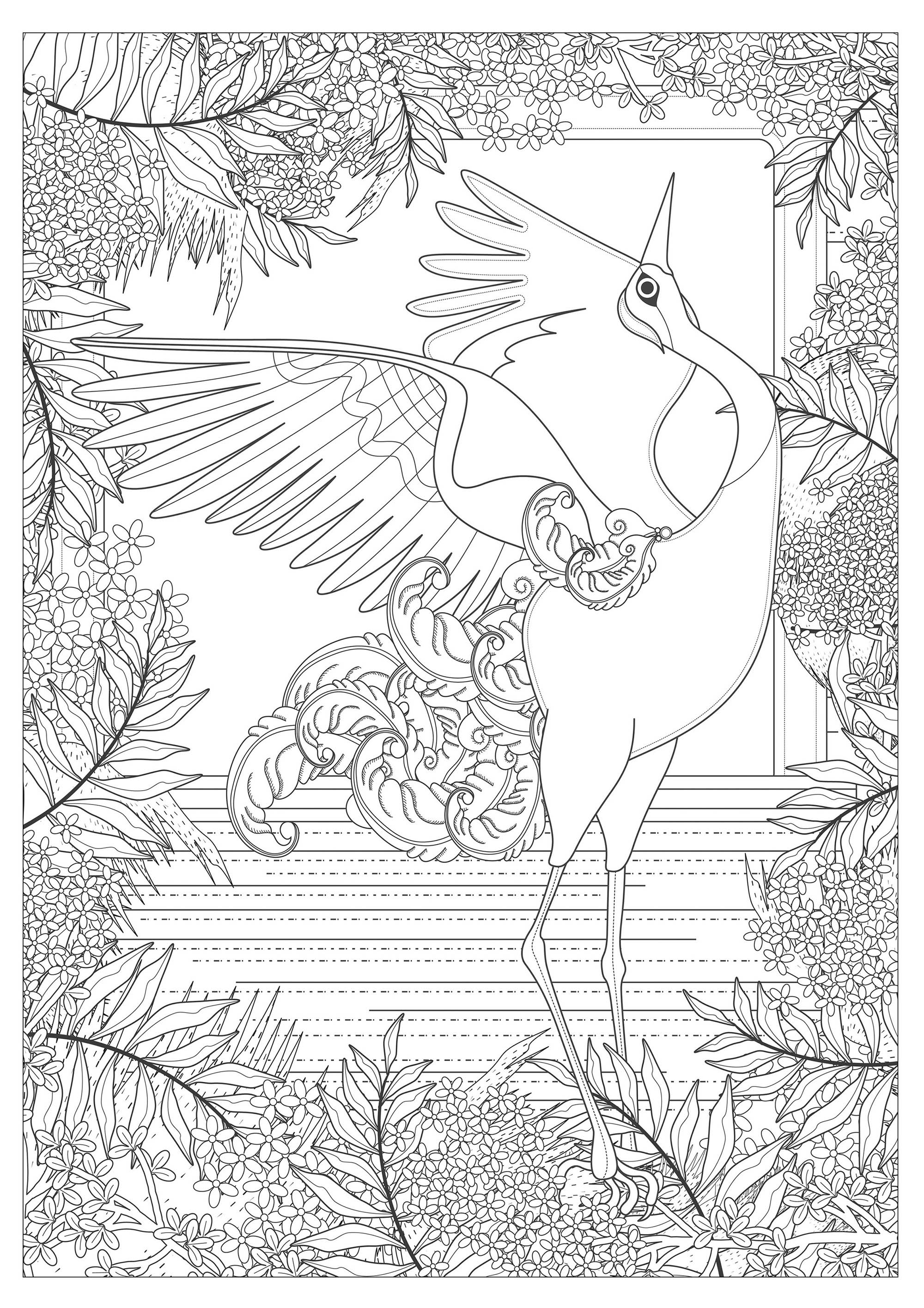 A majestic crane, just missing some colors, by Kching, Artist : Kching