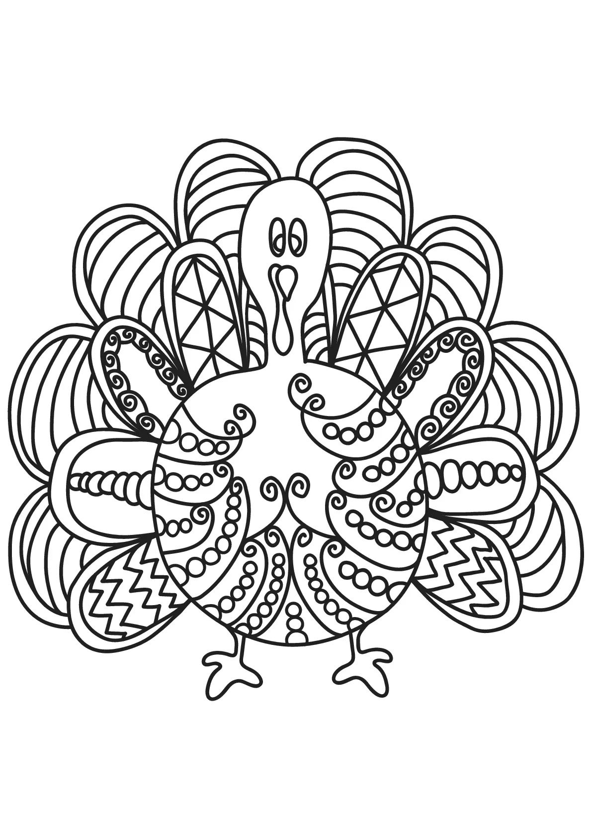 Free book turkey (Printable Bird Coloring Page for adults)
