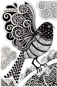 Decorative scrollwork bird