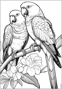 Coloring two parrots