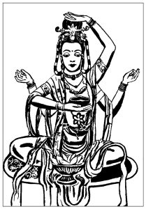 Coloring page india shiva thick lines