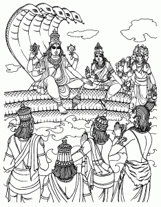 Printable India & Bollywood Coloring Page for adults : Vishnu