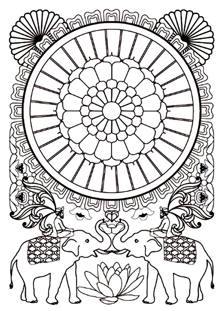 india elephants  india adult coloring pages