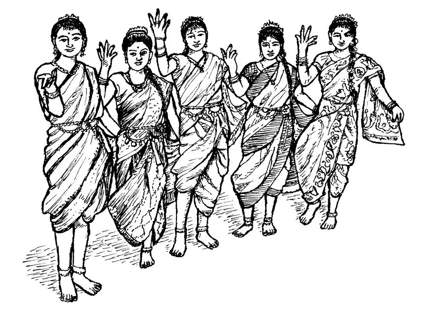 Indian woman tradition (Printable India & Bollywood Coloring Page for adults)