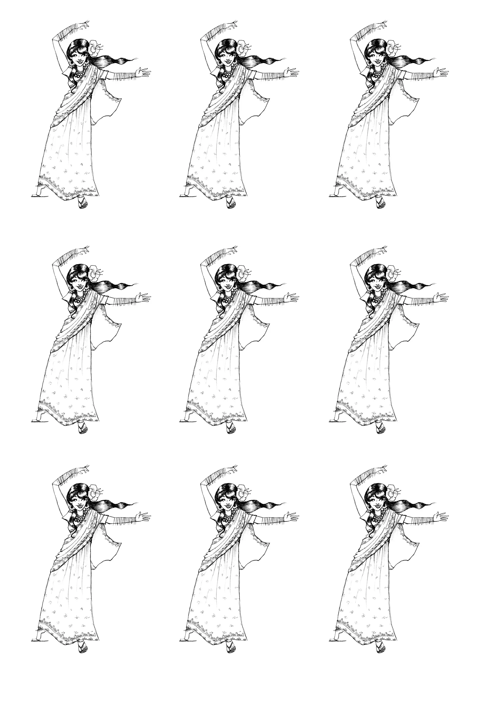 India-bollywood-dance (Printable India & Bollywood Coloring Page for adults)