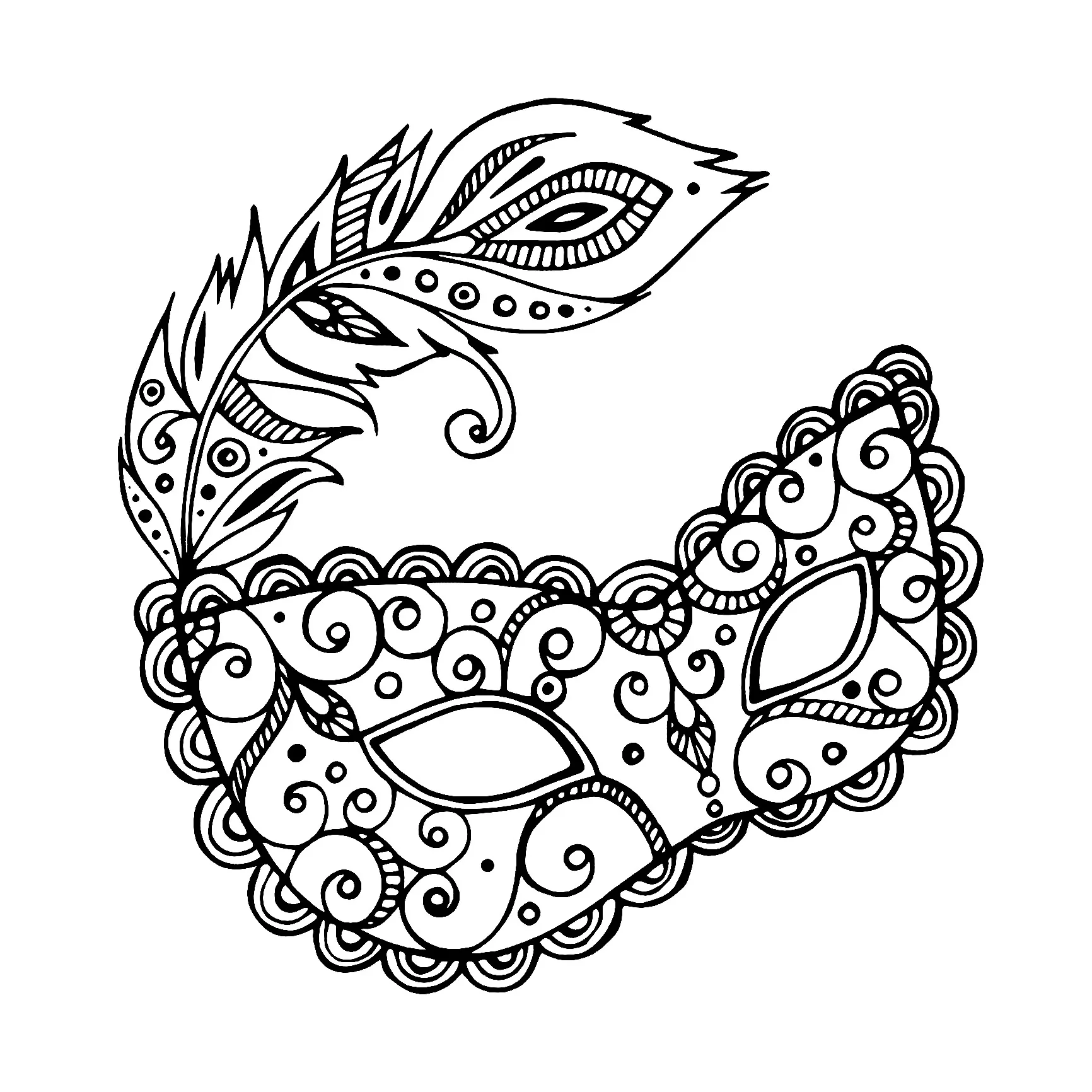 Carnival mask simple (Printable Coloring Page for adults)