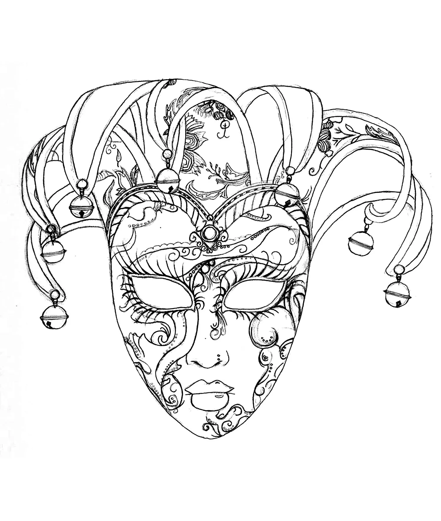 Venice carnival mask (Printable Coloring Page for adults)