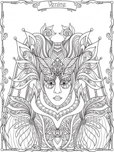 Venetian Carnival Costume and Mask (Coloring Page)