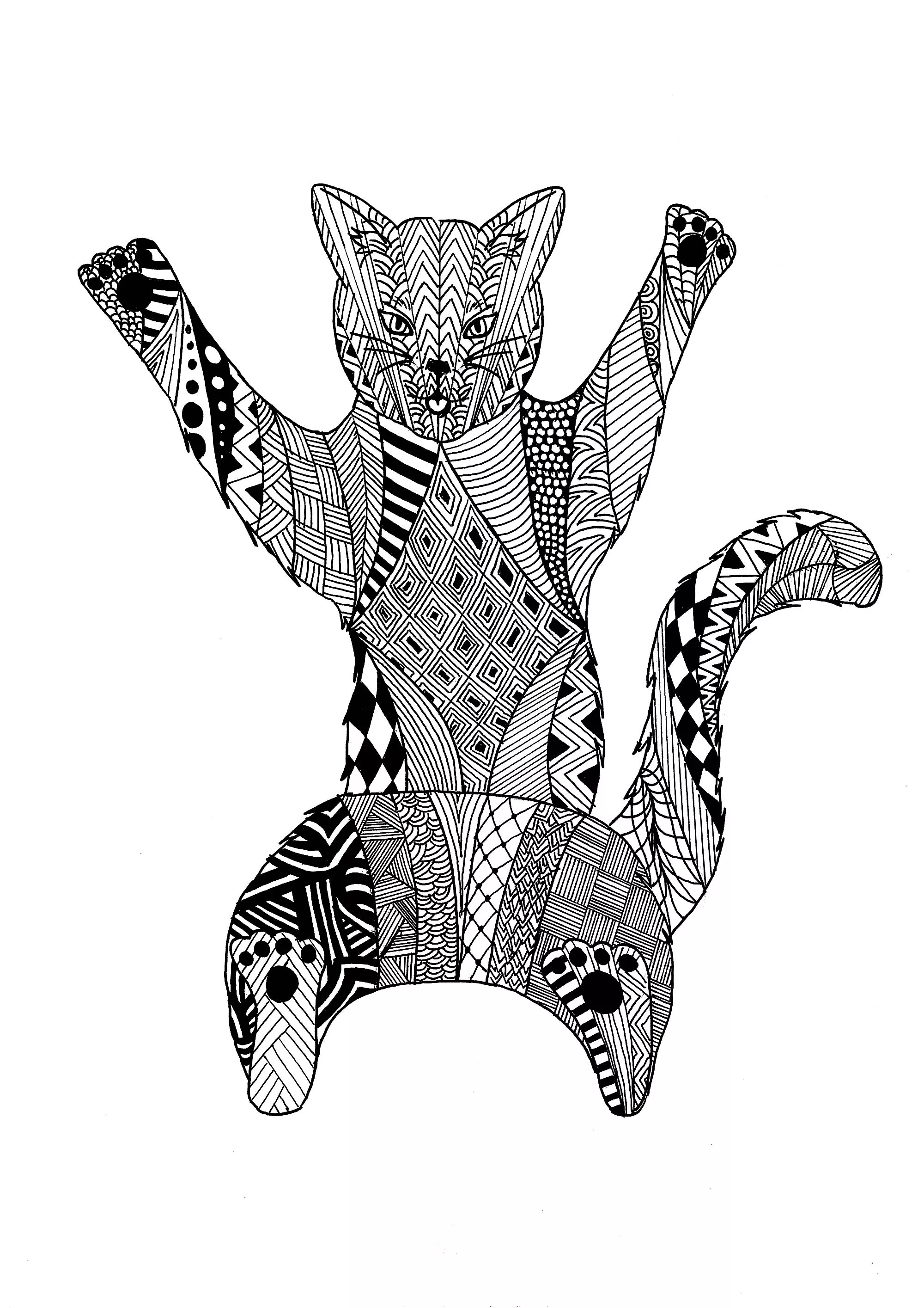 Zentangle Chat (Printable Cat Coloring Page for adults)
