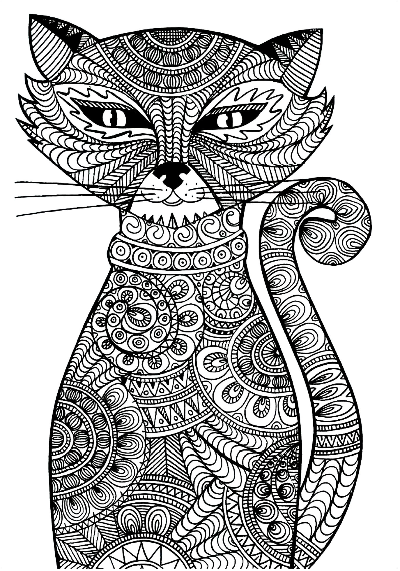 Cat with zentangle patterns