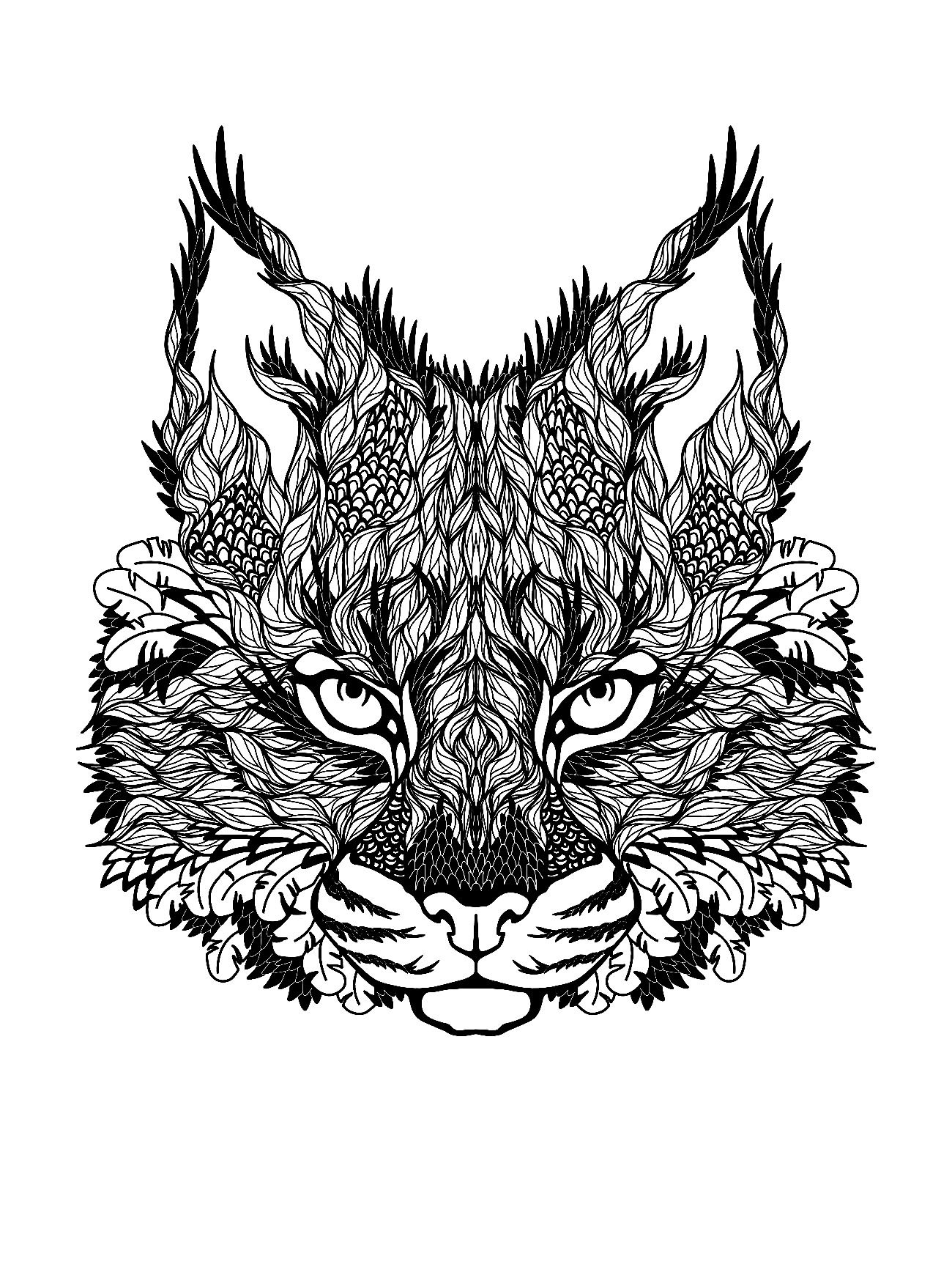 Cat to color difficult - Cats Adult Coloring Pages