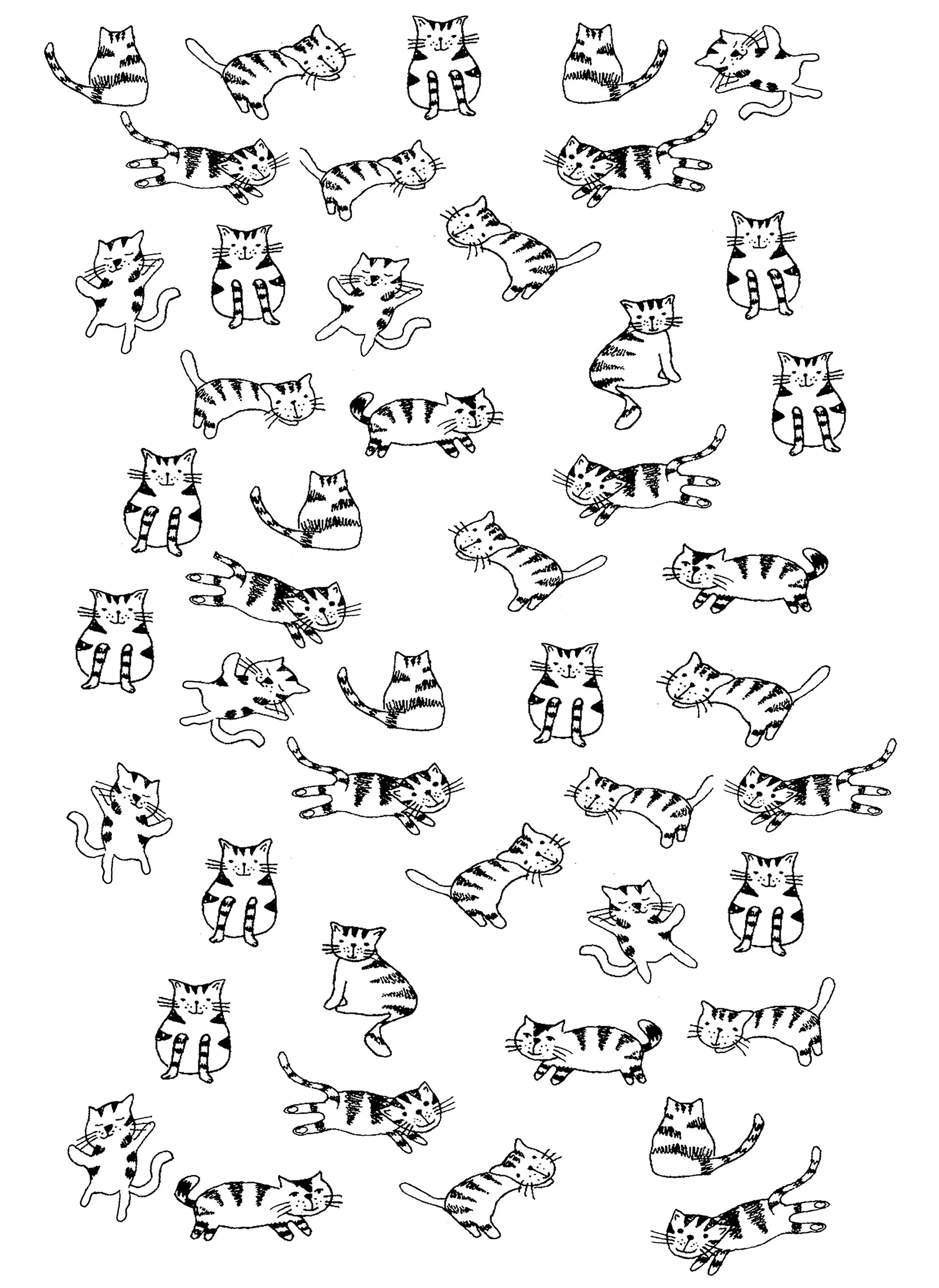 Little cats (Printable Coloring Page for adults)