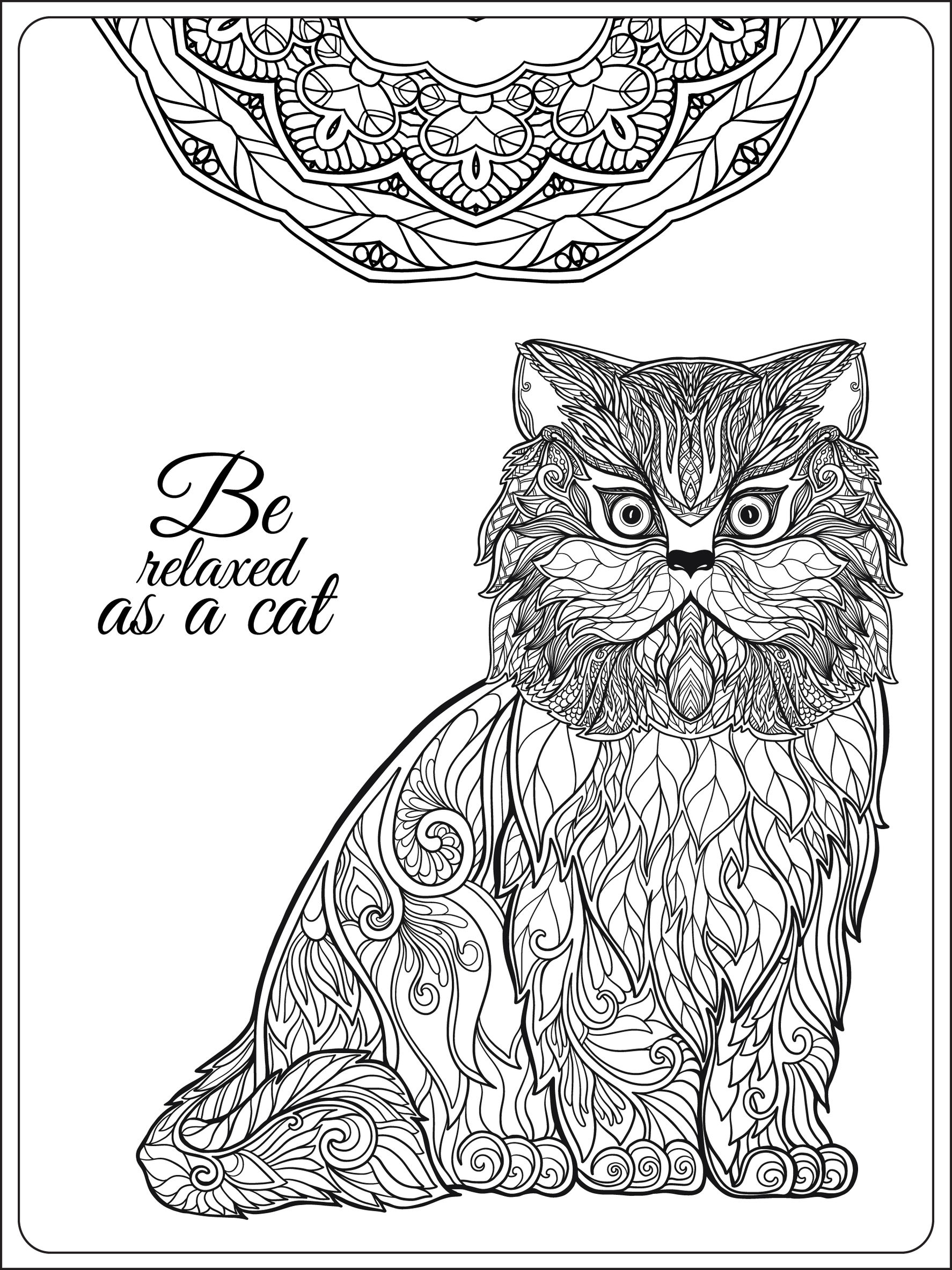 Decorative cat with mandala