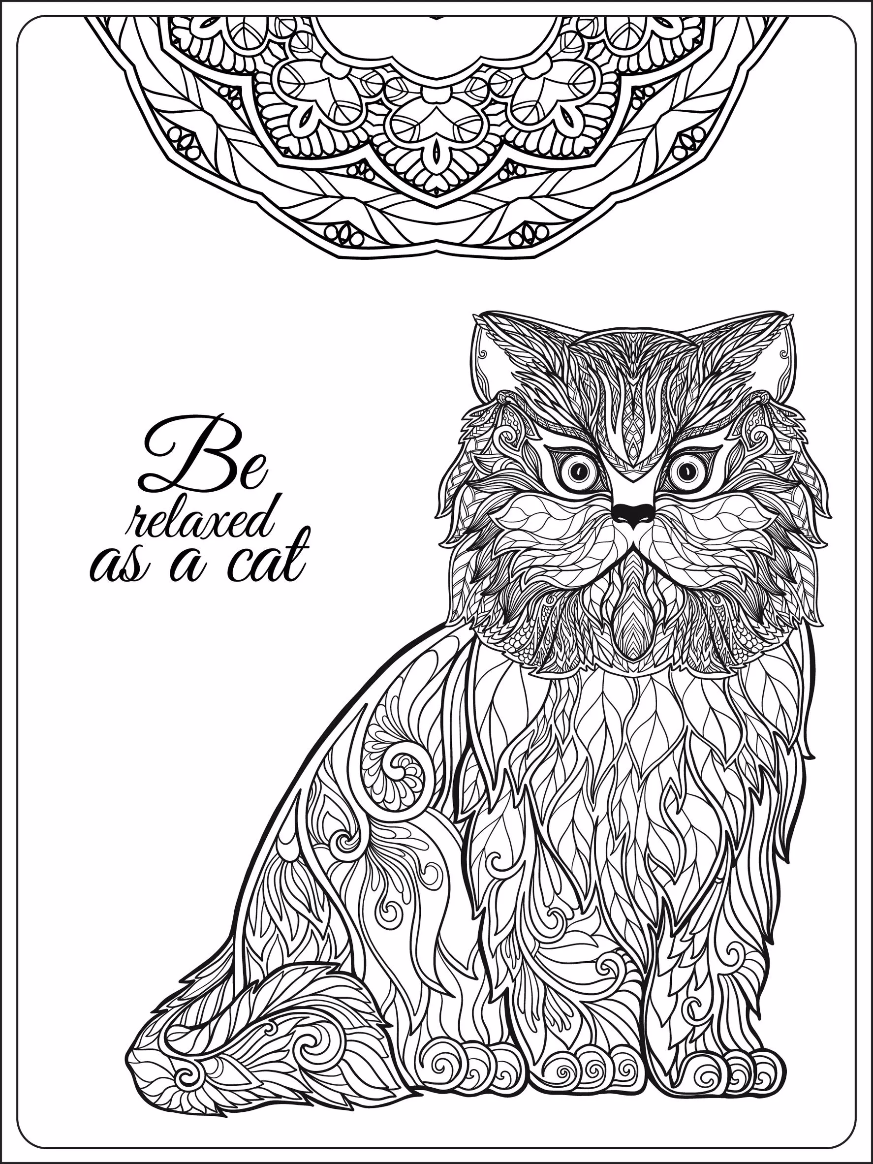 Be relaxing as a cat by elena besedina (Printable Coloring Page for adults)