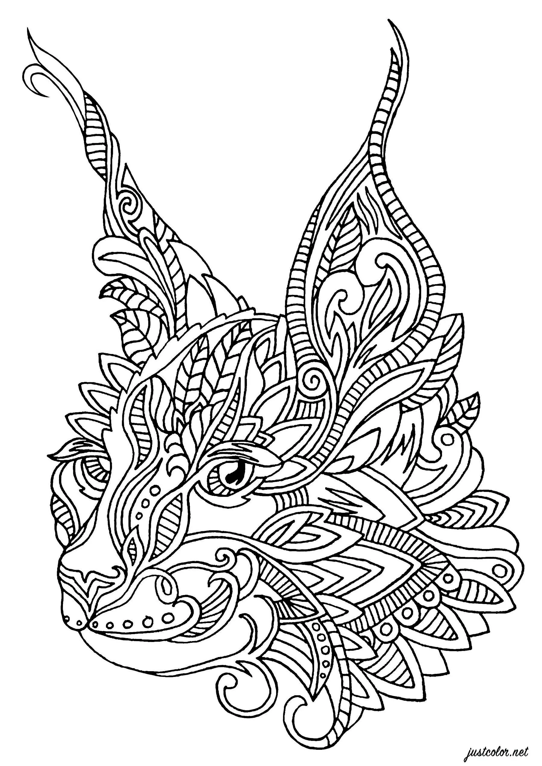 Zentangle cat (Printable Coloring Page for adults)
