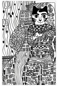 Coloring cat gold phase klimt by cheri from the crafty sisters