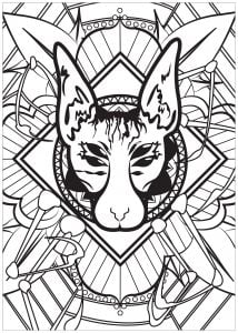 Cat fused to a spider (Coloring Page)