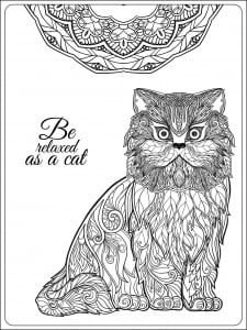 Decorative cat with mandala (Coloring Page)