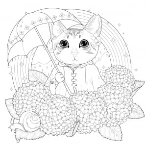 Adorable kitty coloring page in exquisite style (Cat Coloring Page)