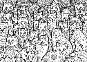 Coloring sheet full of cats