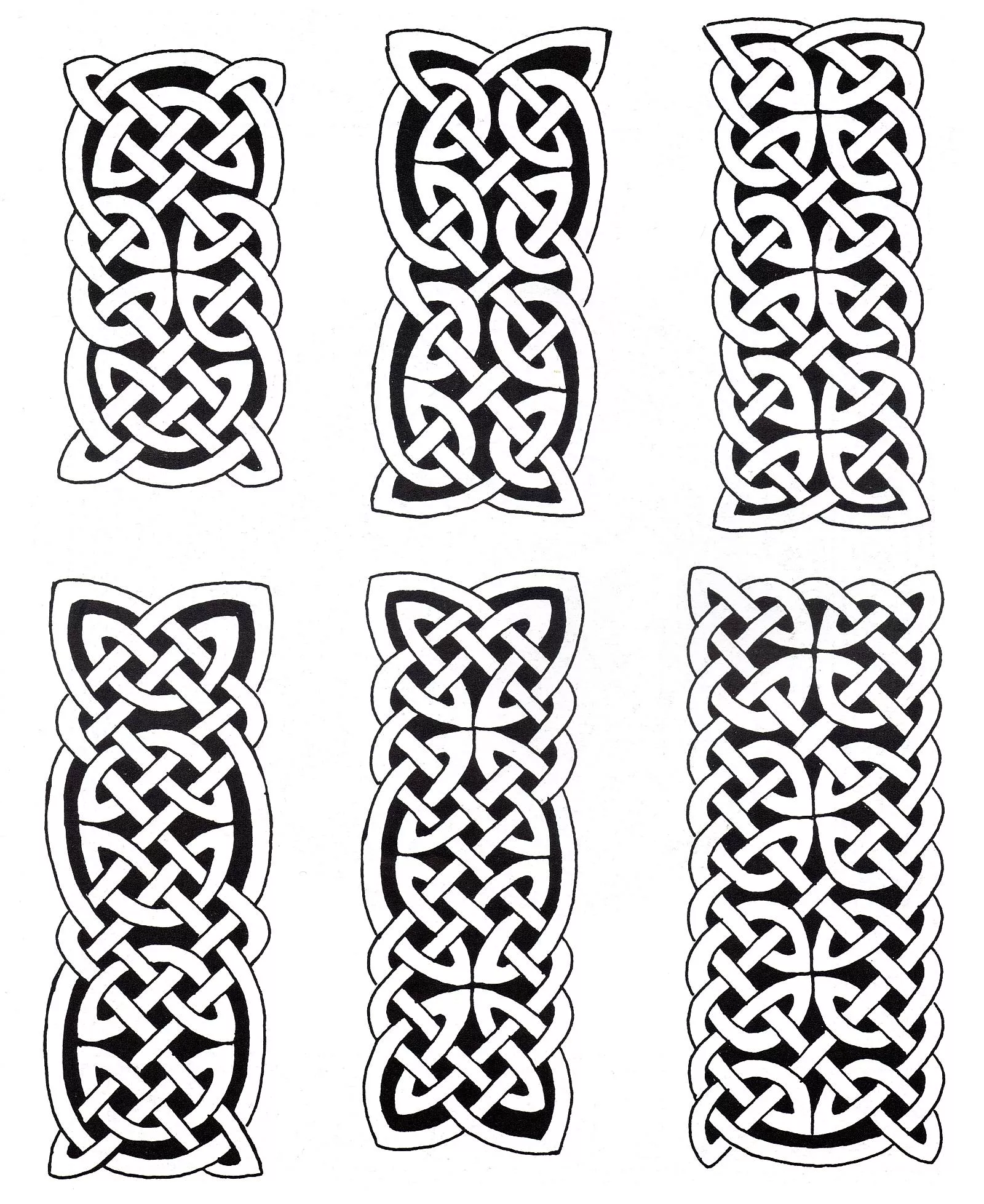 6 elements inspired by Celtic Art (Printable Coloring Page for adults)