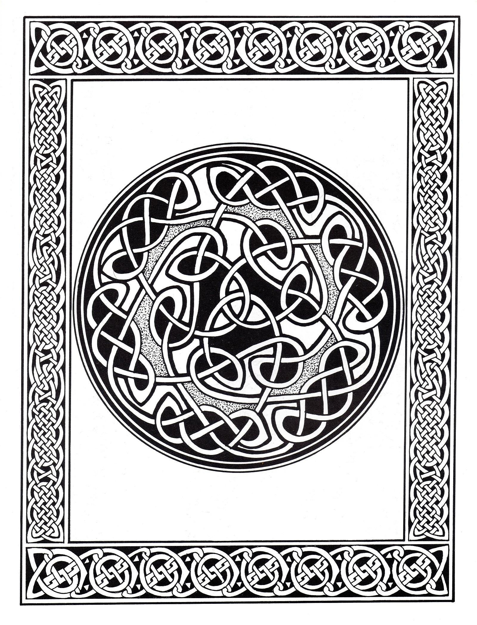 Celtic art design looking like a Mandala, with a border with patterns