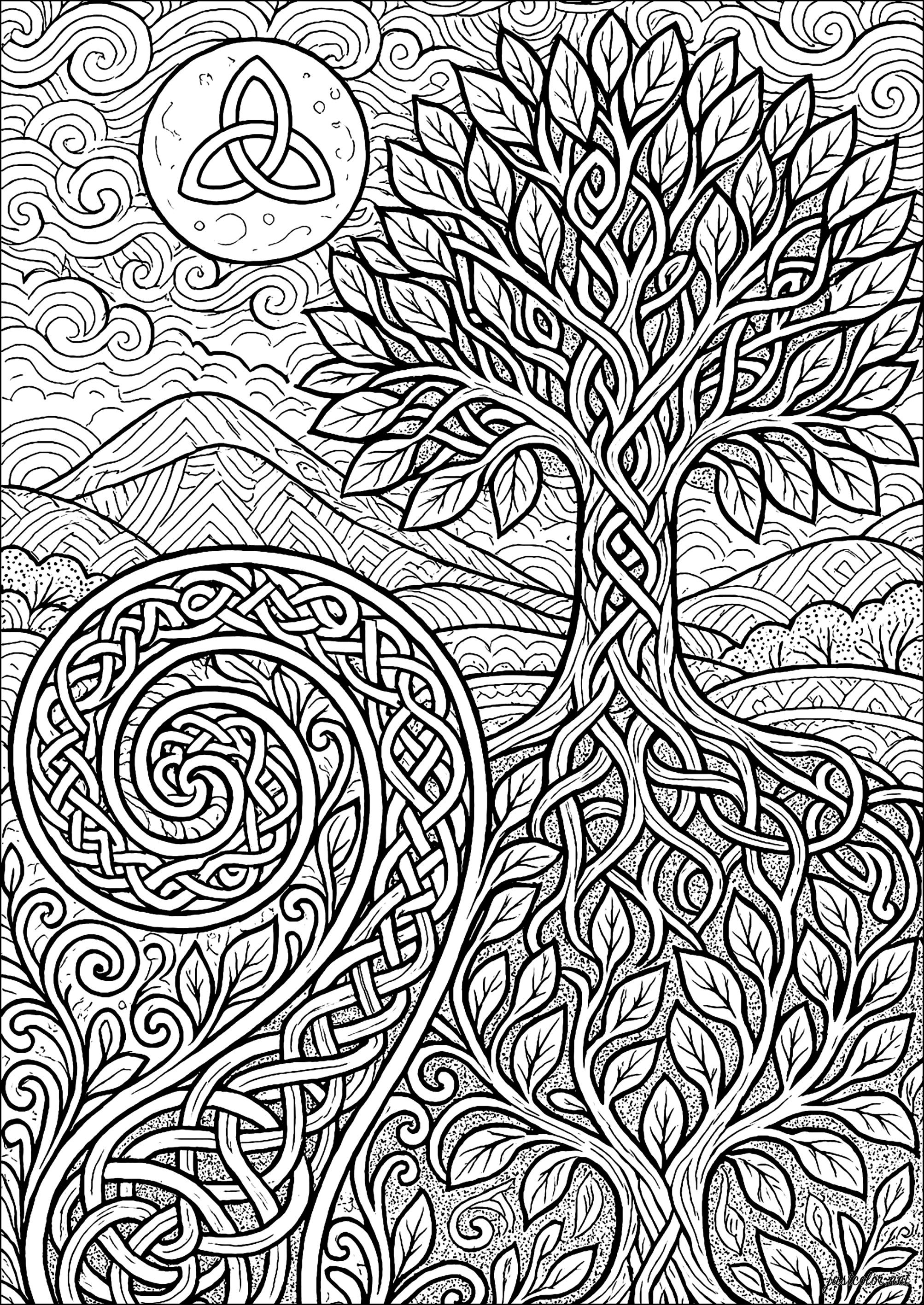 Celtic Tree of Life (Printable Celtic Art Coloring Page for adults)