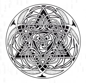 Celtic art: intertwined elements resembling a Mandala (Coloring Page)