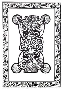 Celtic column with birds and knots