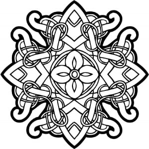Symmetrical design inspired by Celtic art (Coloring Page)
