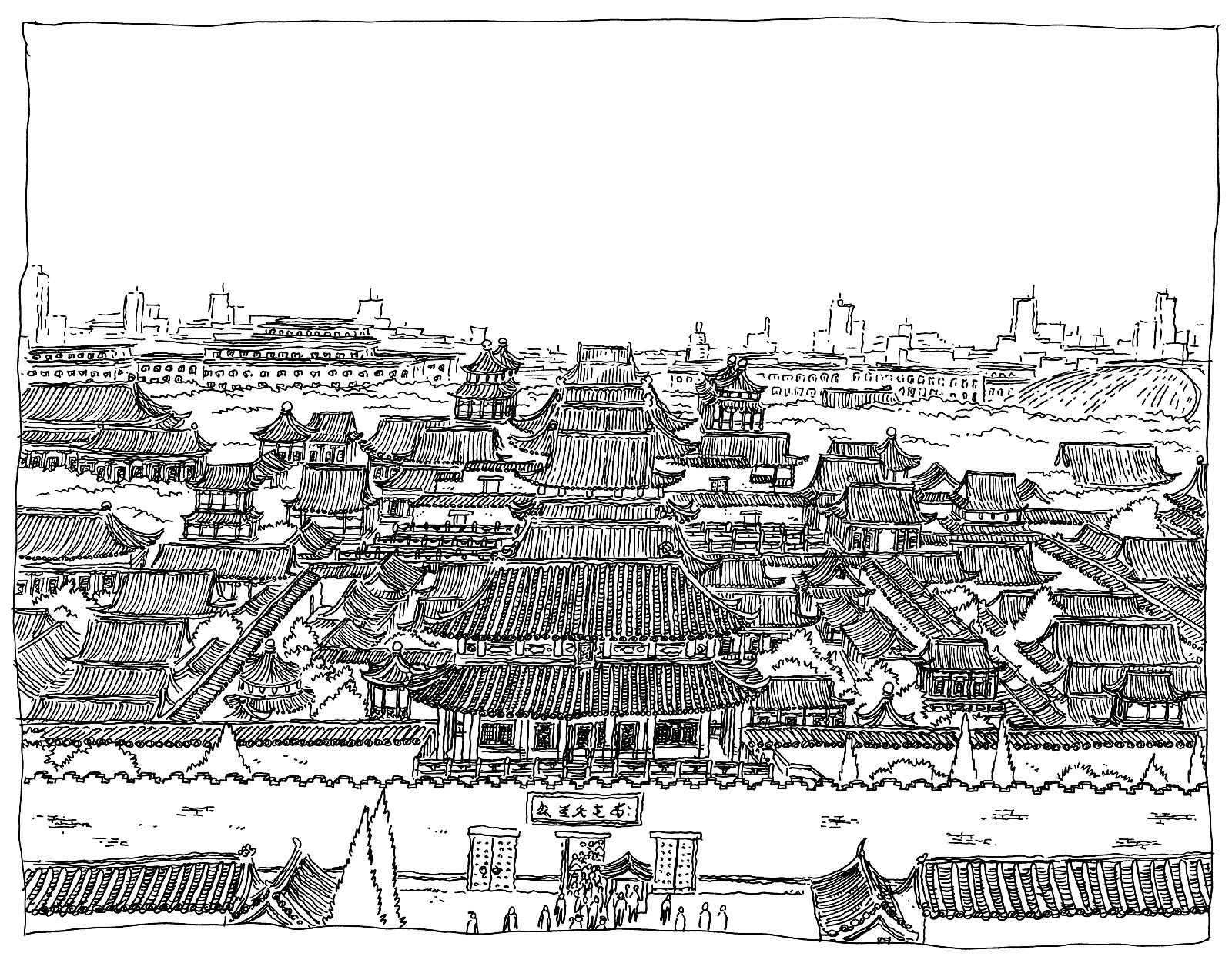 Forbidden city - China Adult Coloring Pages