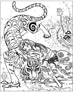 Coloring Inspired By The Book Le Tigre Dévoué, By Qi Feng Shen