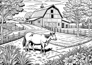 A cow taking a leisurely stroll in a field (Coloring Page)