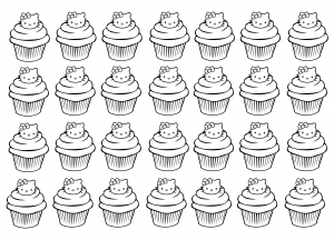 Hello Kitty cupcakes to print and color