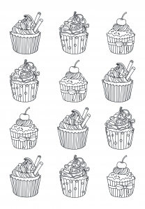 Coloring-page-adults-cupcakes-easy-Celine