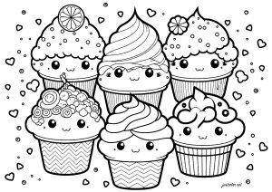 Kawaii CupCake Coloring Book: Cute coloring books for adults - Coloring  Pages for Adults and Kids (Anime and Manga Coloring Books) girls coloring