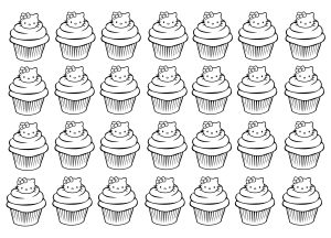 Hello Kitty cupcakes to print and color