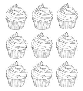 Printable Food Coloring Page for adults : Cupcakes Warhol