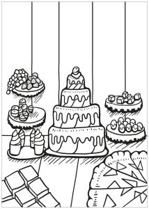Printable Cupcake and cake Coloring Page for adults : Free-book-cupcake-2
