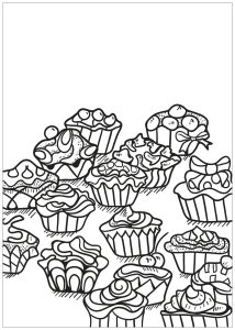 Printable Cupcake and cake Coloring Page for adults : Free-book-cupcake-3