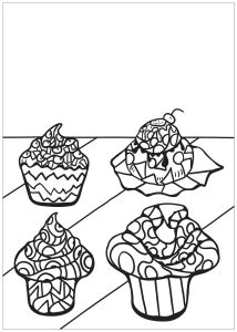 Printable Cupcake and cake Coloring Page for adults : Free-book-cupcake-8