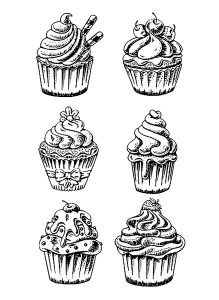 Coloring page six good cupcakes