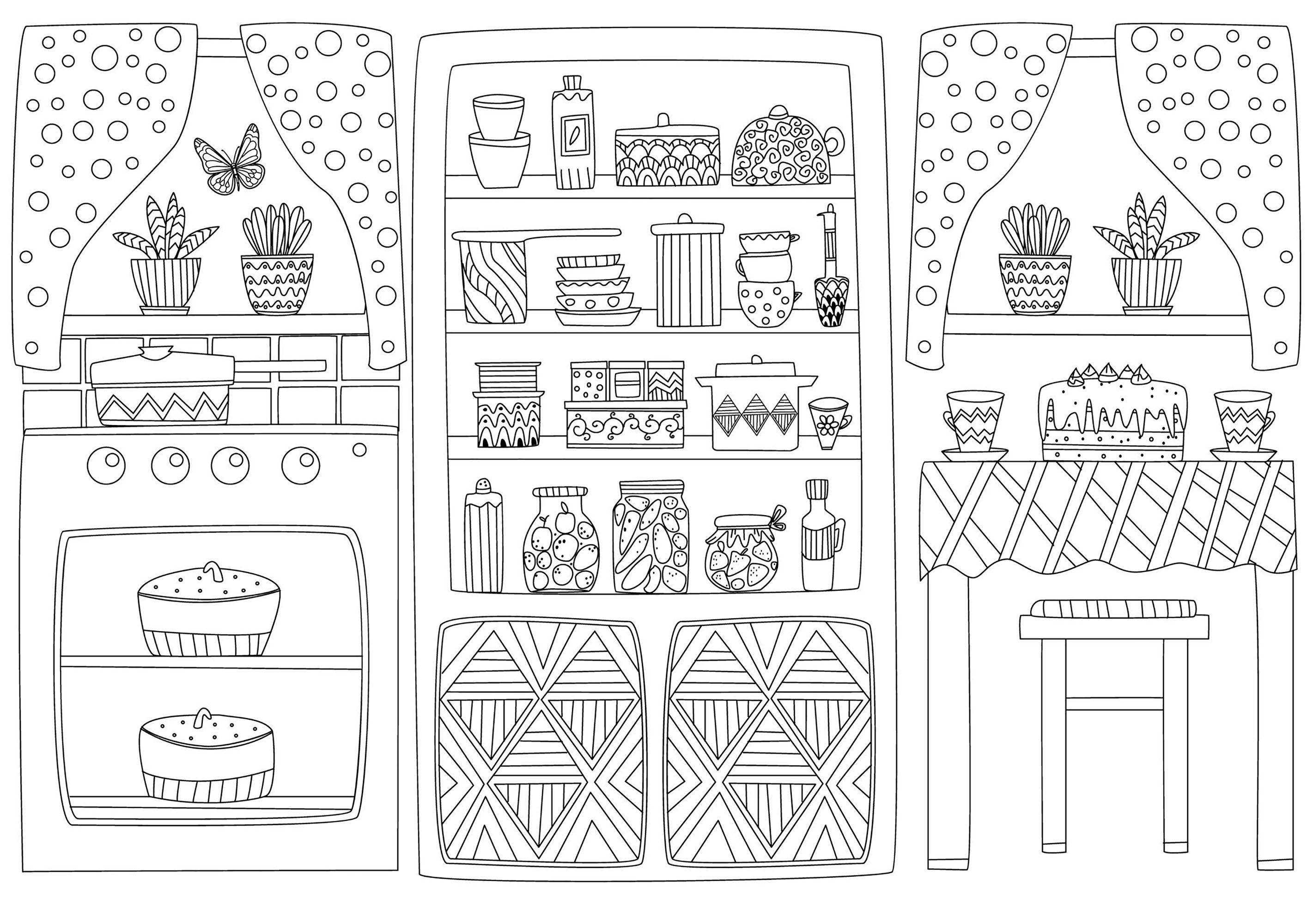 To color this kitchen will make you want to cook !, Artist : Oksana Alekseeva ;$SOURCE$ 123rf