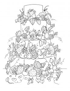 Coloring big fruit cake by olivier