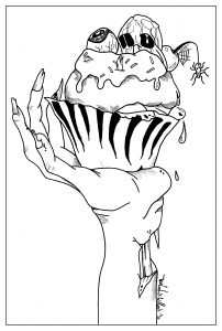 Coloring page adult Coloring cup cakes by valentin