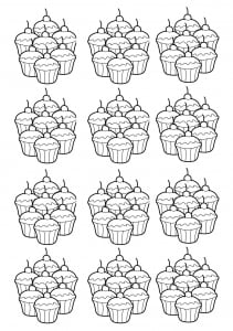 Cute cupcakess (Cupcake and cake Coloring Page)