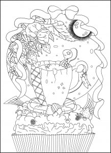 Delicious Strawberry Cupcake (Cupcake and cake Coloring Page)