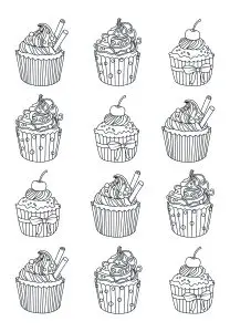 Assortment of decorated cupcakes